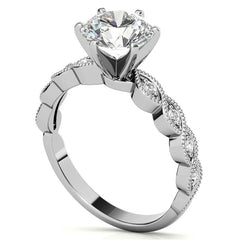 Round Brilliant Moissanite Rope Style Engagement Ring Setting (.12ct)