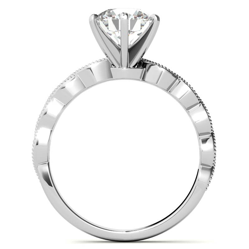 Round Brilliant Moissanite Rope Style Engagement Ring Setting (.12ct)