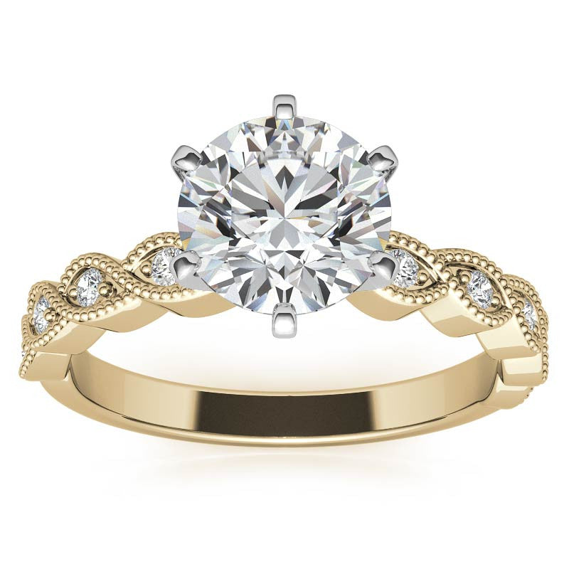 Round Brilliant Moissanite Rope Style Engagement Ring Setting (.12ct)