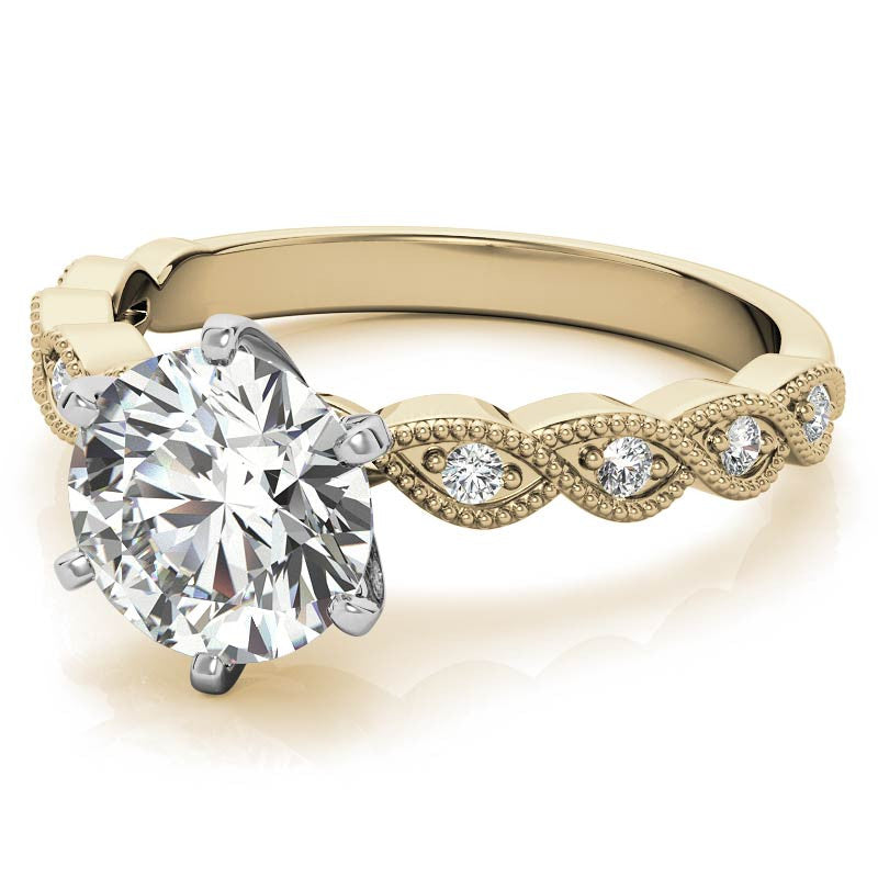 Round Brilliant Moissanite Rope Style Engagement Ring Setting (.12ct)