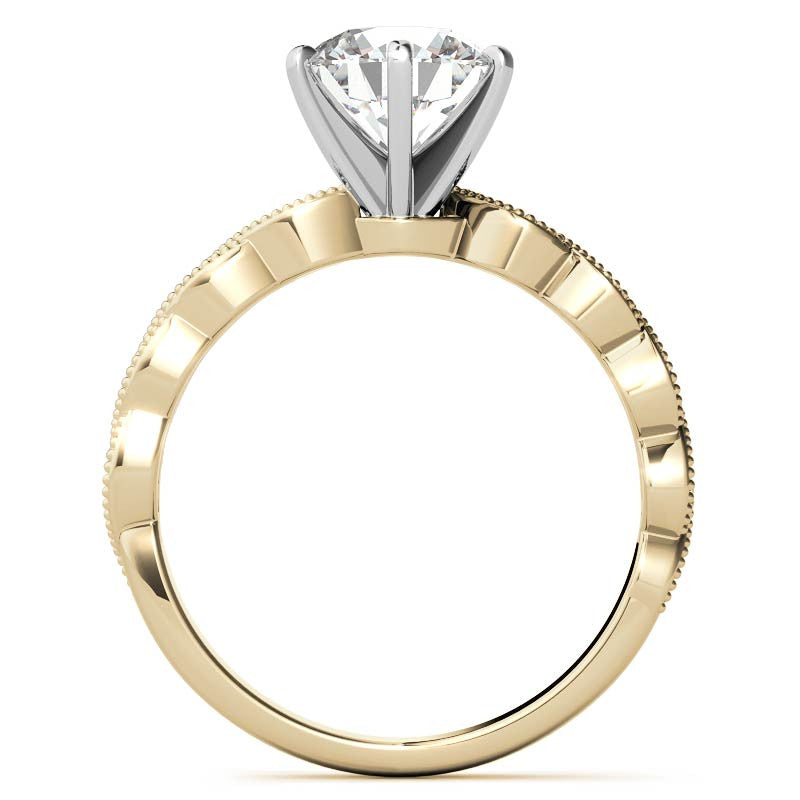 Round Brilliant Moissanite Rope Style Engagement Ring Setting (.12ct)