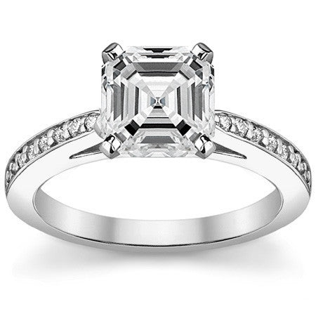 Round Brilliant Moissanite Cathedral Engagement Ring (.18ct)