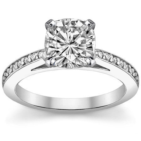 Round Brilliant Moissanite Cathedral Engagement Ring (.18ct)