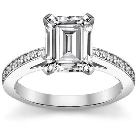 Round Brilliant Moissanite Cathedral Engagement Ring (.18ct)