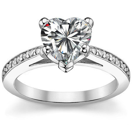 Round Brilliant Moissanite Cathedral Engagement Ring (.18ct)