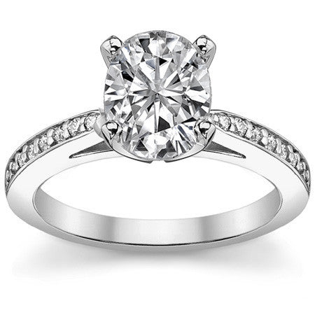 Round Brilliant Moissanite Cathedral Engagement Ring (.18ct)