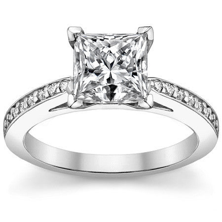 Round Brilliant Moissanite Cathedral Engagement Ring (.18ct)
