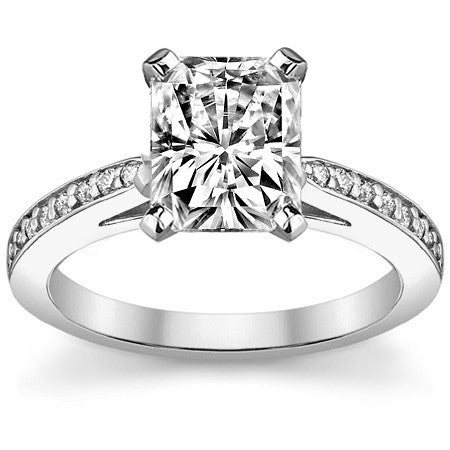 Round Brilliant Moissanite Cathedral Engagement Ring (.18ct)