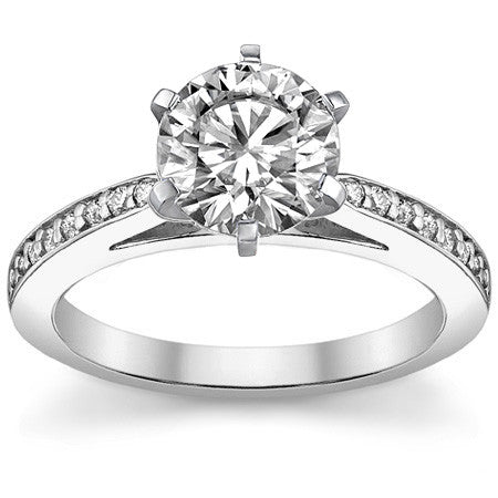 Round Brilliant Moissanite Cathedral Engagement Ring (.18ct)