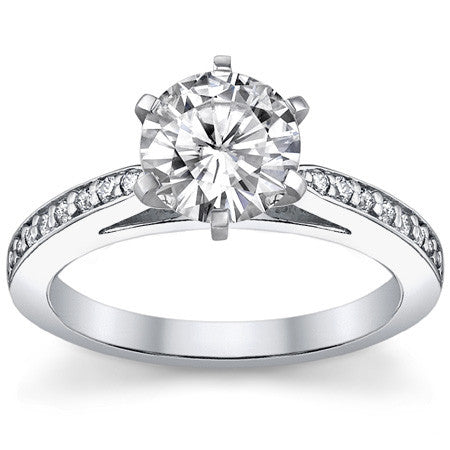 Round Brilliant Moissanite Cathedral Engagement Ring (.18ct)