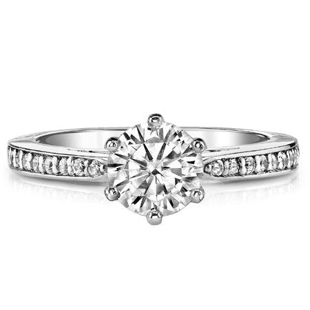 Round Brilliant Moissanite Cathedral Engagement Ring (.18ct)
