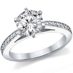 Round Brilliant Moissanite Cathedral Engagement Ring (.18ct)