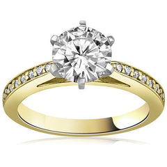 Round Brilliant Moissanite Cathedral Engagement Ring (.18ct)