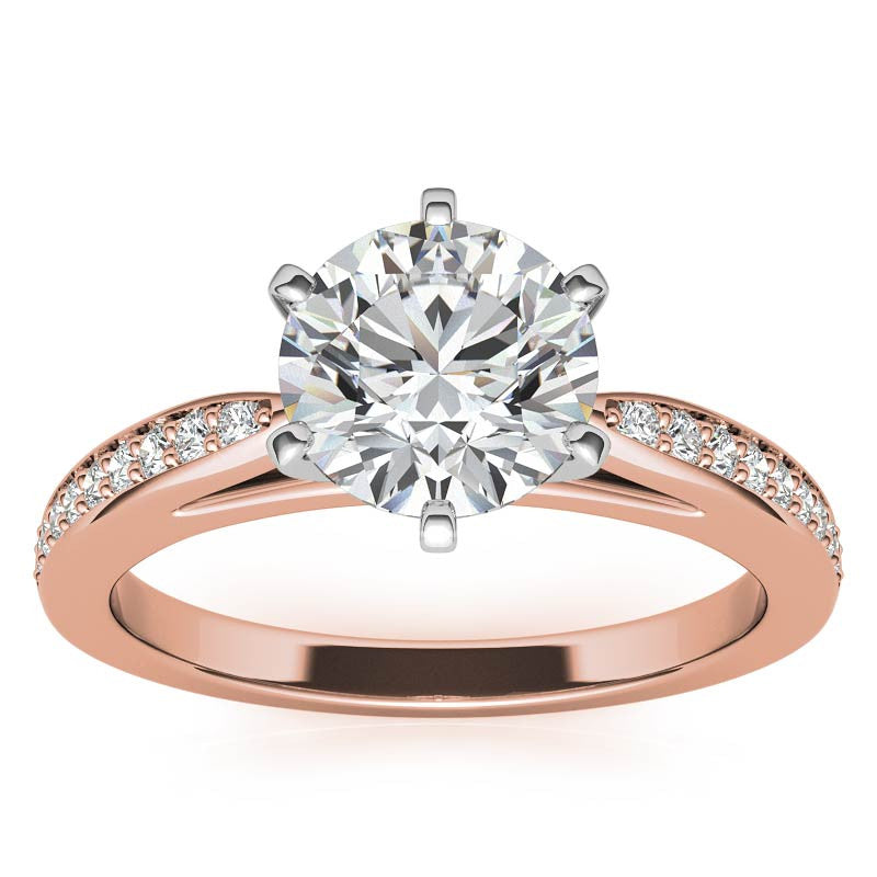 Round Brilliant Moissanite Cathedral Engagement Ring (.18ct)