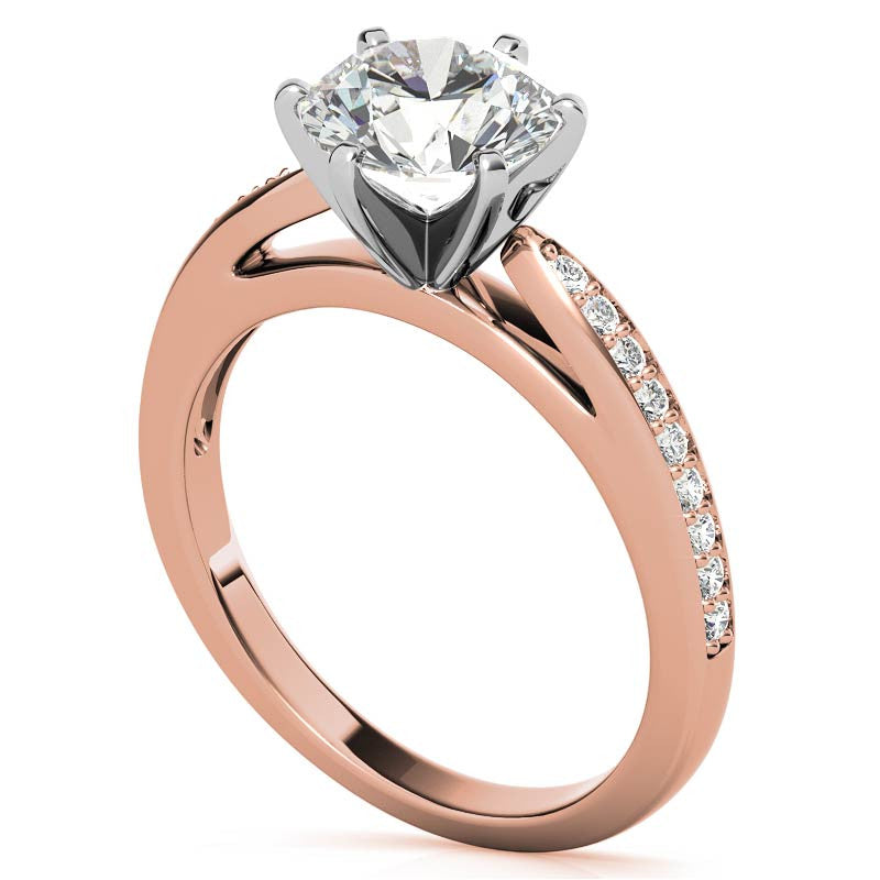 Round Brilliant Moissanite Cathedral Engagement Ring (.18ct)