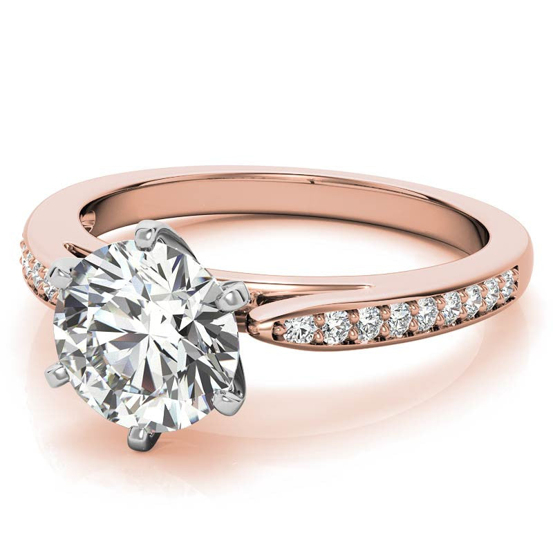 Round Brilliant Moissanite Cathedral Engagement Ring (.18ct)