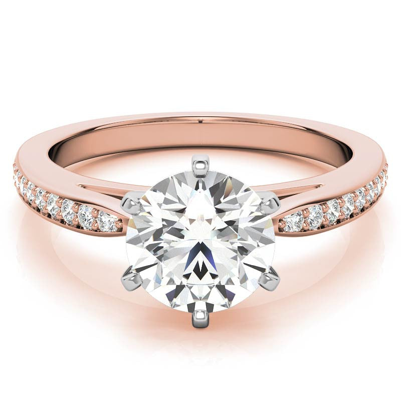 Round Brilliant Moissanite Cathedral Engagement Ring (.18ct)