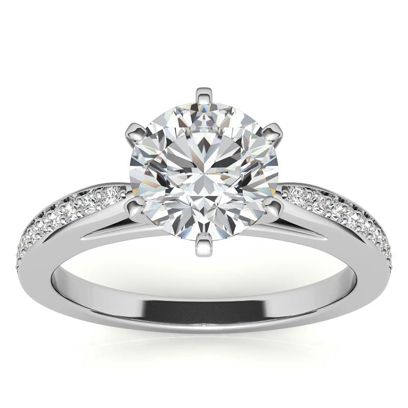 Round Brilliant Moissanite Cathedral Engagement Ring (.18ct)
