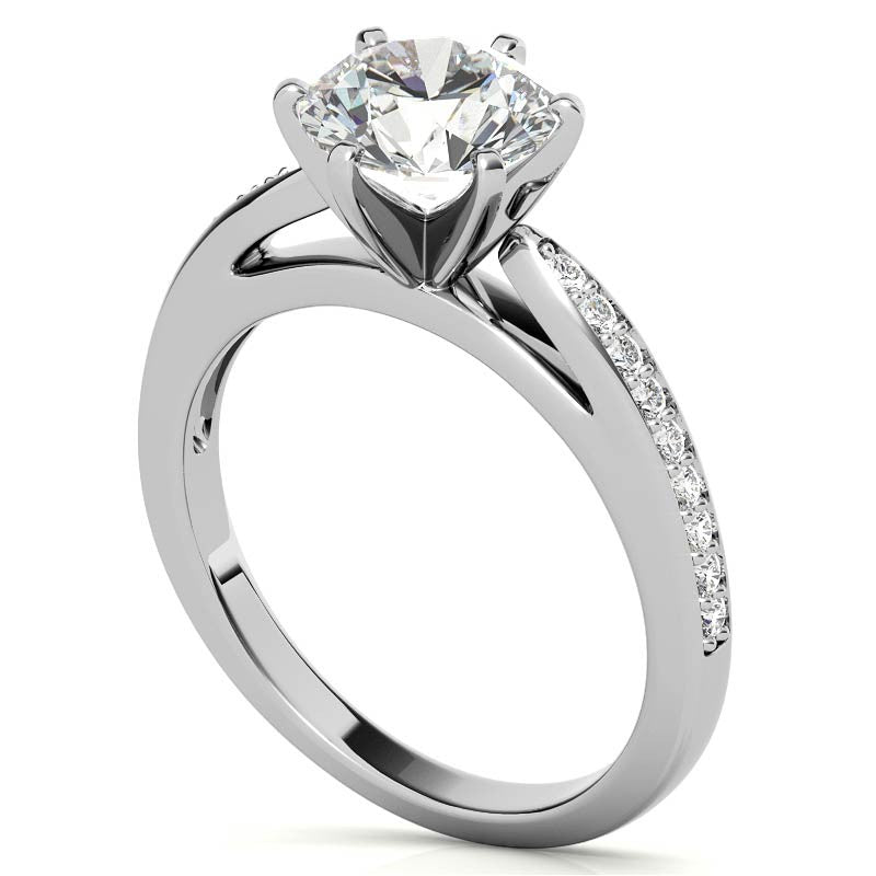 Round Brilliant Moissanite Cathedral Engagement Ring (.18ct)