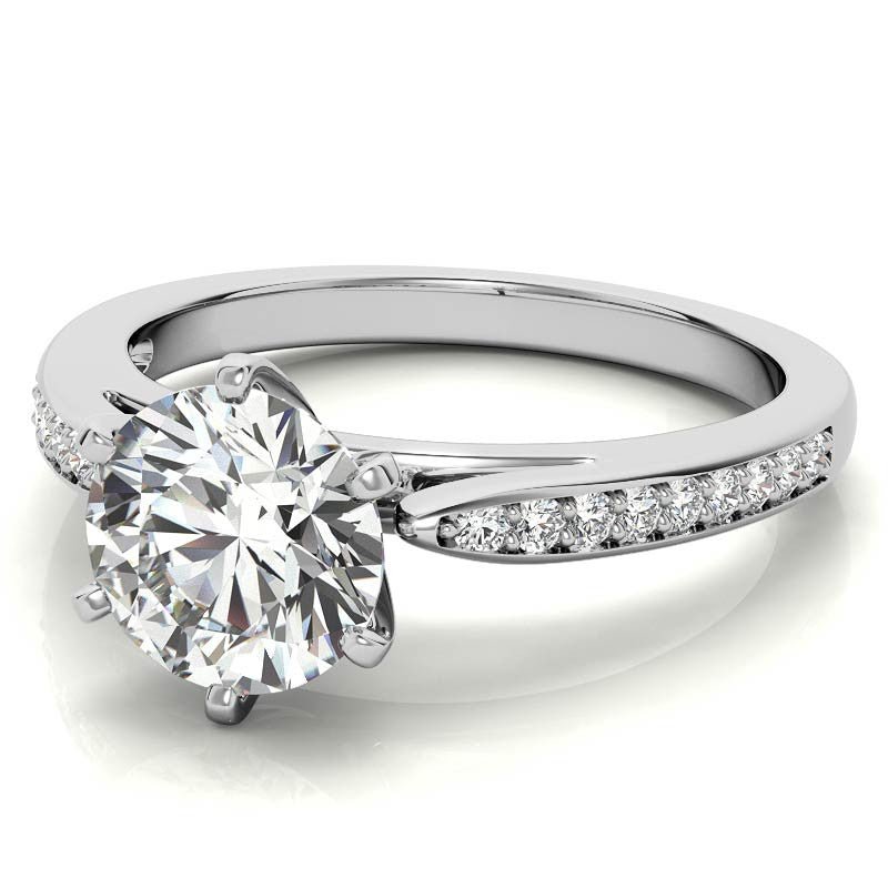 Round Brilliant Moissanite Cathedral Engagement Ring (.18ct)