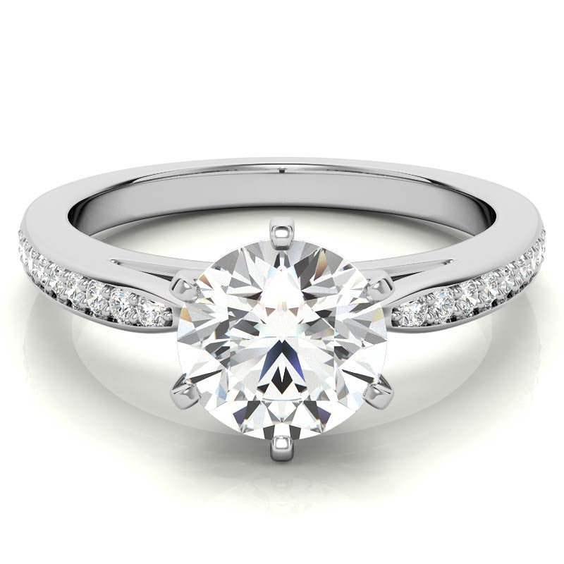 Round Brilliant Moissanite Cathedral Engagement Ring (.18ct)