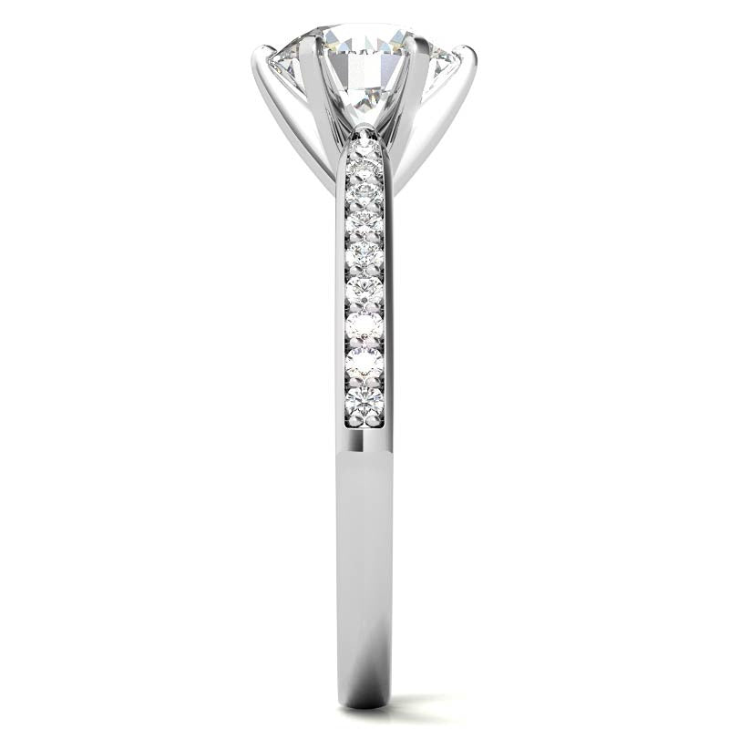 Round Brilliant Moissanite Cathedral Engagement Ring (.18ct)