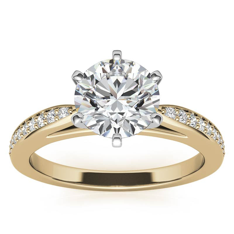 Round Brilliant Moissanite Cathedral Engagement Ring (.18ct)