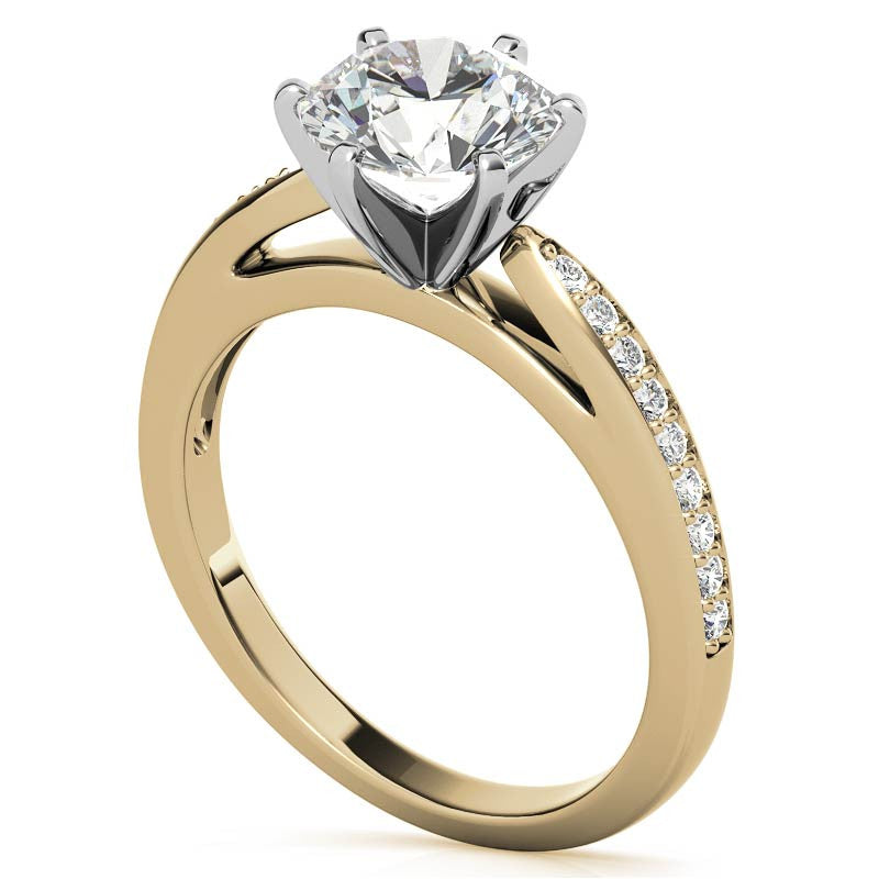 Round Brilliant Moissanite Cathedral Engagement Ring (.18ct)
