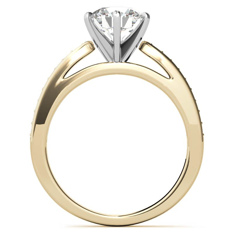 Round Brilliant Moissanite Cathedral Engagement Ring (.18ct)