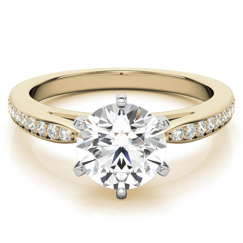 Round Brilliant Moissanite Cathedral Engagement Ring (.18ct)