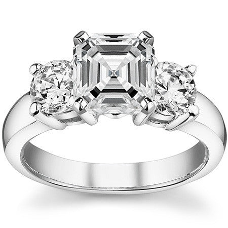 Moissanite with round Side Stones Engagement Ring Setting,1.0ct
