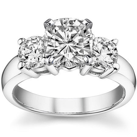Moissanite with round Side Stones Engagement Ring Setting,1.0ct