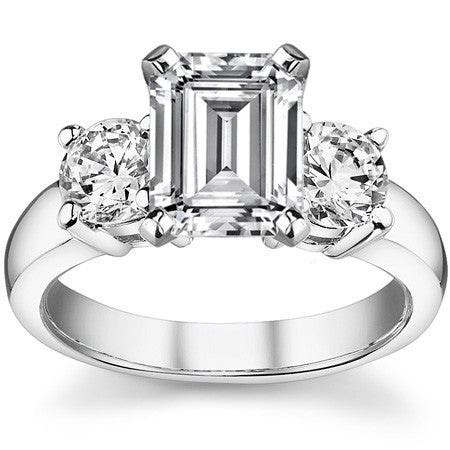 Moissanite with round Side Stones Engagement Ring Setting,1.0ct