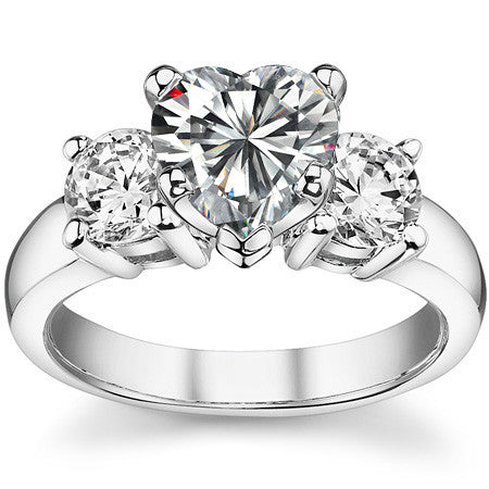 Moissanite with round Side Stones Engagement Ring Setting,1.0ct