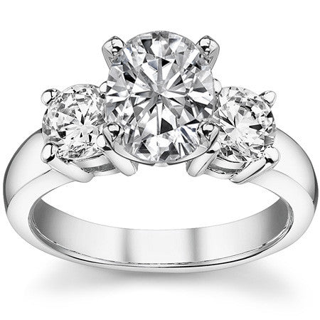 Moissanite with round Side Stones Engagement Ring Setting,1.0ct