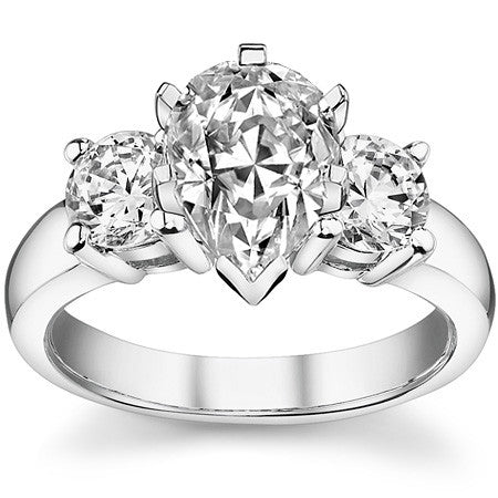 Moissanite with round Side Stones Engagement Ring Setting,1.0ct