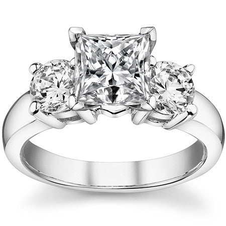 Moissanite with round Side Stones Engagement Ring Setting,1.0ct