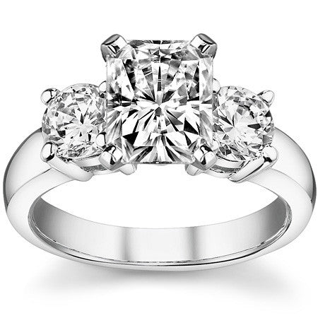 Moissanite with round Side Stones Engagement Ring Setting,1.0ct
