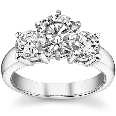 Moissanite with round Side Stones Engagement Ring Setting,1.0ct