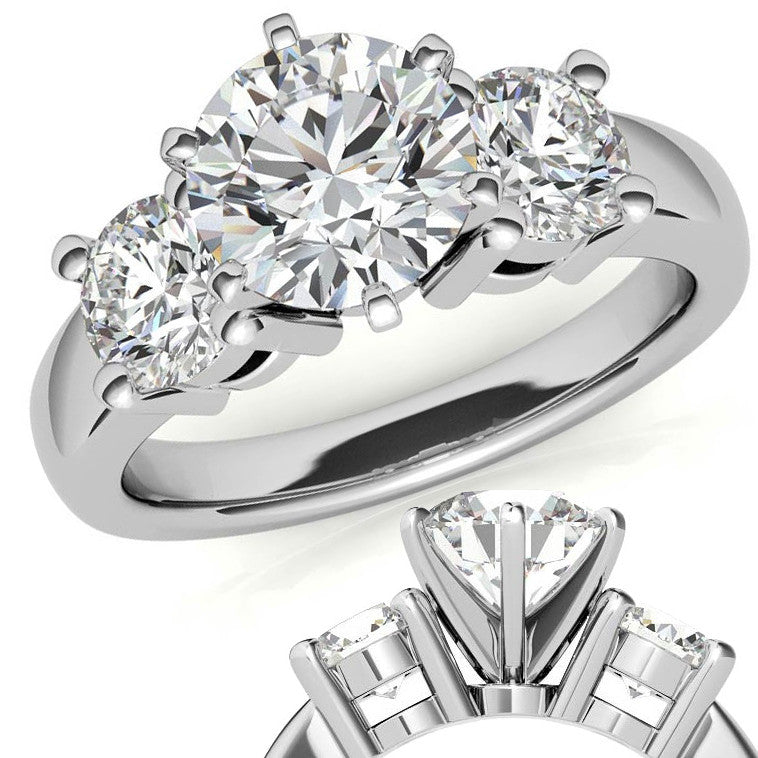 Moissanite with round Side Stones Engagement Ring Setting,1.0ct