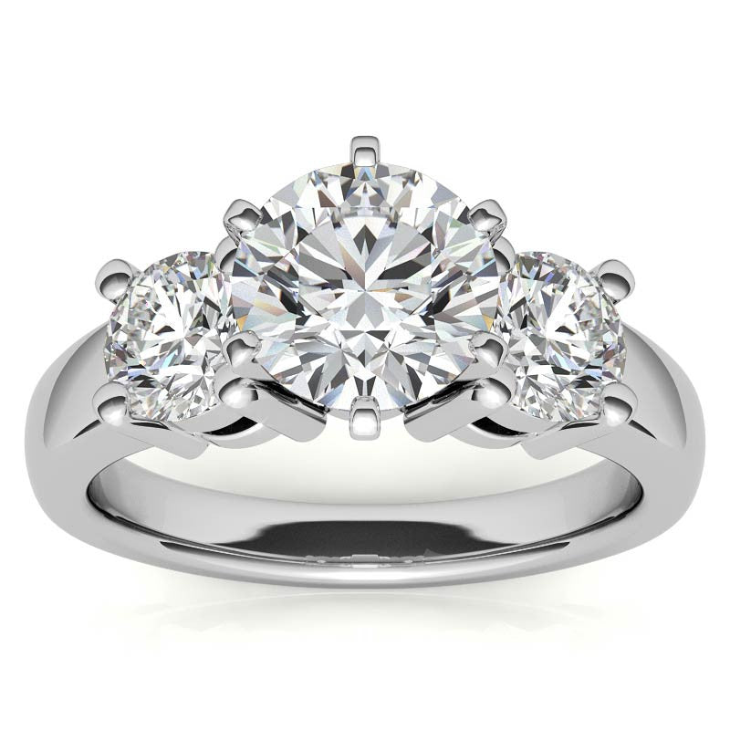 Moissanite with round Side Stones Engagement Ring Setting,1.0ct
