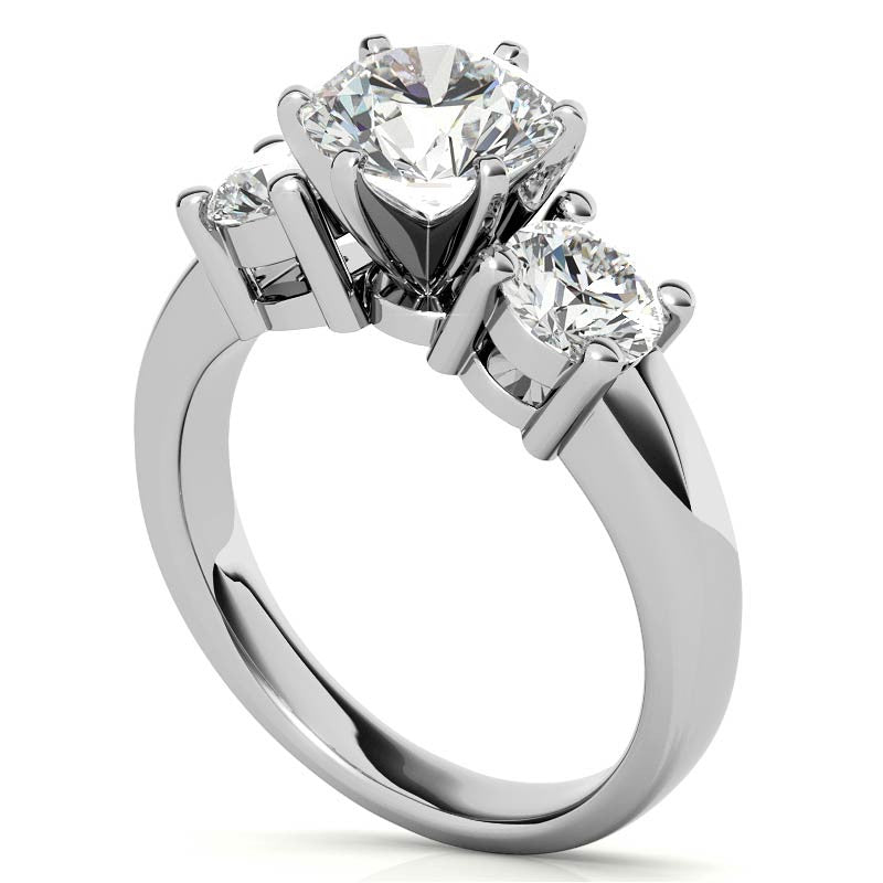 Moissanite with round Side Stones Engagement Ring Setting,1.0ct