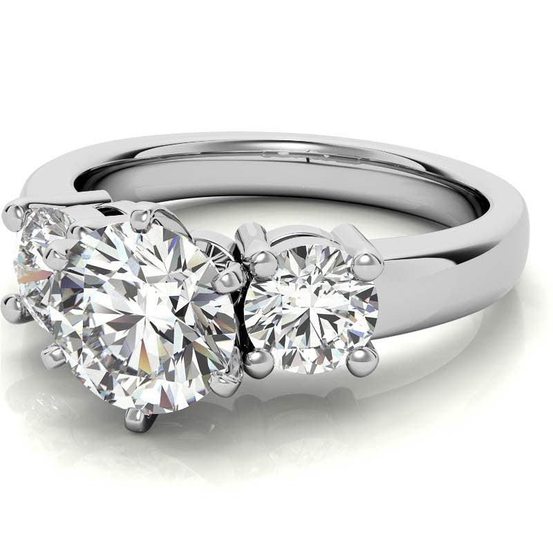Moissanite with round Side Stones Engagement Ring Setting,1.0ct