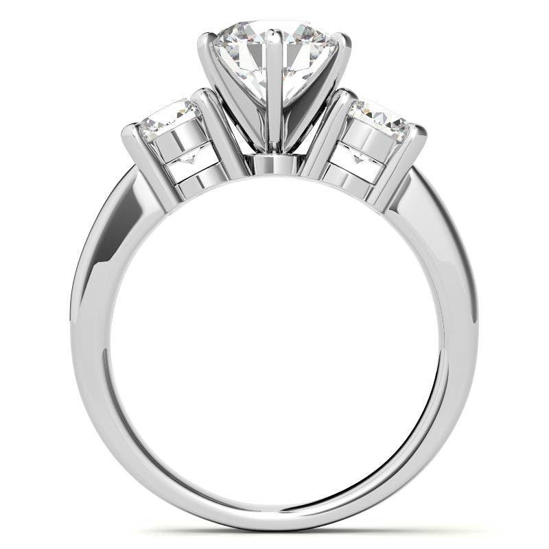 Moissanite with round Side Stones Engagement Ring Setting,1.0ct
