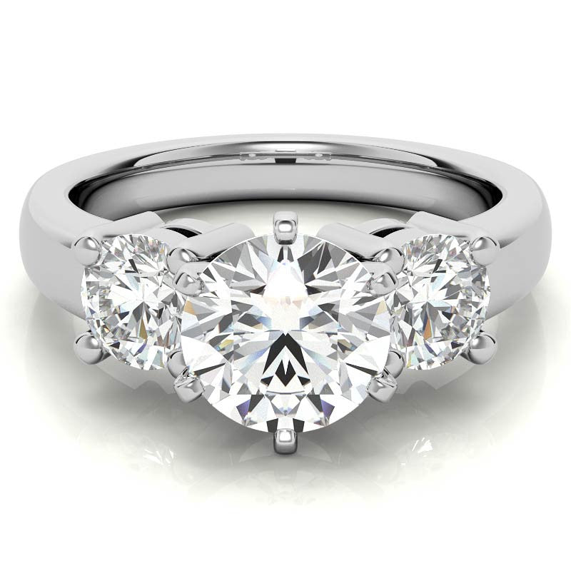Moissanite with round Side Stones Engagement Ring Setting,1.0ct