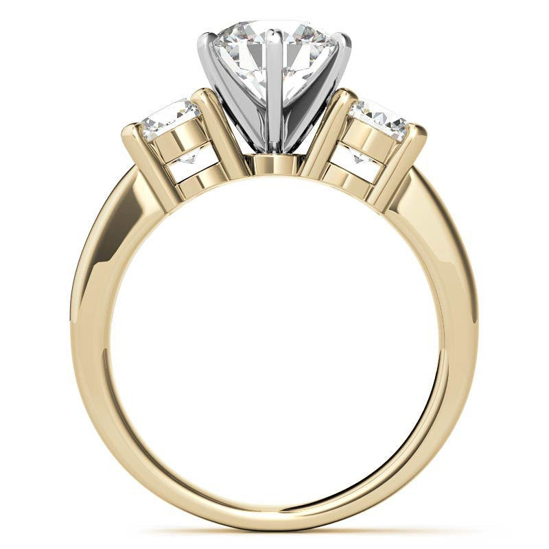 Moissanite with round Side Stones Engagement Ring Setting,1.0ct