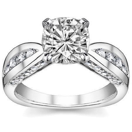 Round Brilliant Moissanite Channel Square Shank Engagement Ring 0.75ct