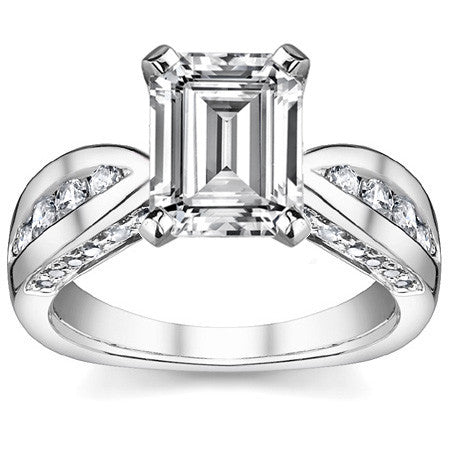 Round Brilliant Moissanite Channel Square Shank Engagement Ring 0.75ct