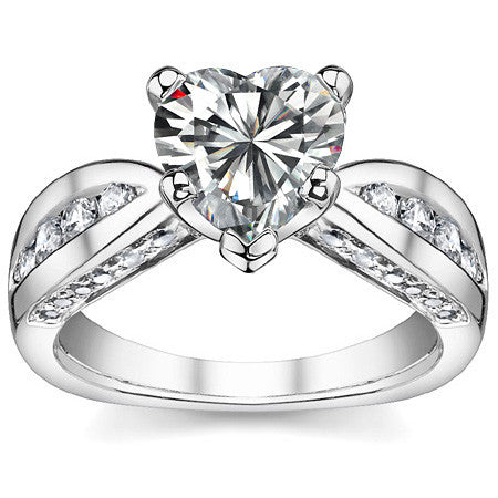 Round Brilliant Moissanite Channel Square Shank Engagement Ring 0.75ct