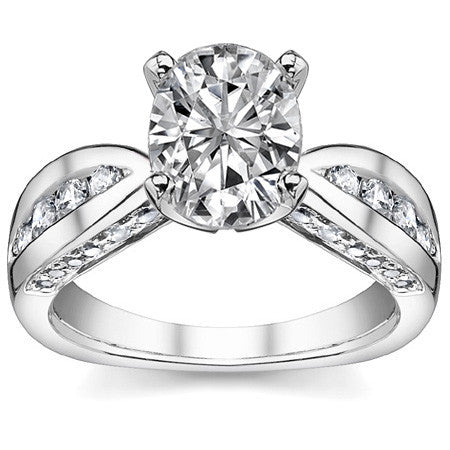 Round Brilliant Moissanite Channel Square Shank Engagement Ring 0.75ct